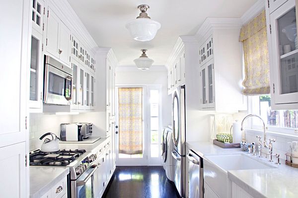 White Country Galley Kitchen Hd