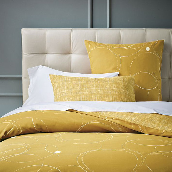 Mustard yellow abstract spring bedding