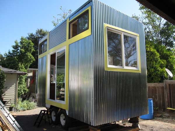 Tiny house on a flatbed trailer