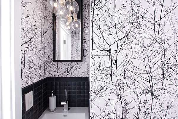 Bold wallpaper in a small bathroom - Decoist