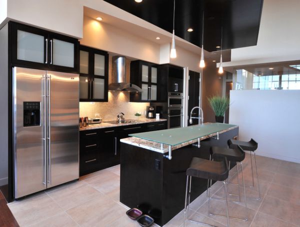 Custom frosted glass cabinets perfect for the contemporary kitchen