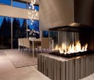 Gorgeous fireplace in a glass enclosure