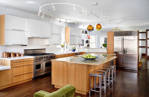 contemporary track lighting kitchen