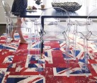 Modern art presents the Union Jack in a flashy fashion for the dining room floor