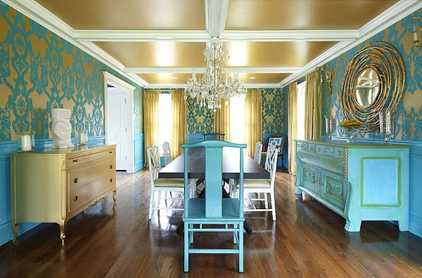 turquoise blue dining room