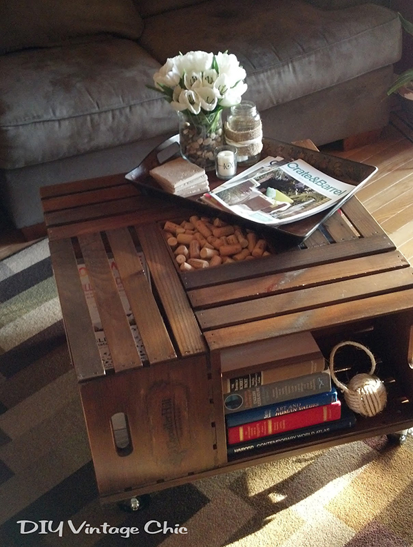 Wine Crate DIY Coffee Table 12 Gorgeous DIY Coffee Tables