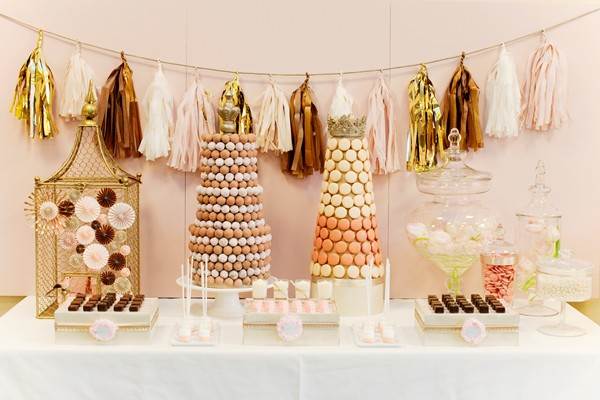 Dessert table with a warm glow