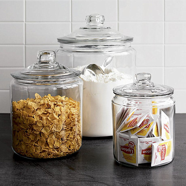 Retro-style lidded glass jars
