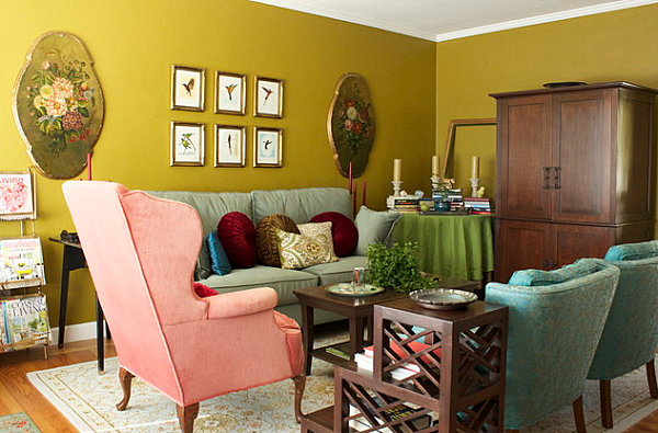 eclectic vintage modern living room