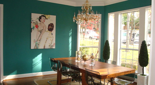 Teal dining room - Decoist