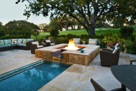 Pool Design Ideas rectangular swimming pool featuring a wood deck is perfect for this narrow backyard space z freedman landscape design venice ca swimming pools Outdoor Inspiration Stunning Design Ideas For Fireplaces By The Pool Pool Design Ideas indoor swimming pool design 3 Outdoor Inspiration Stunning Design Ideas For Fireplaces By The Pool