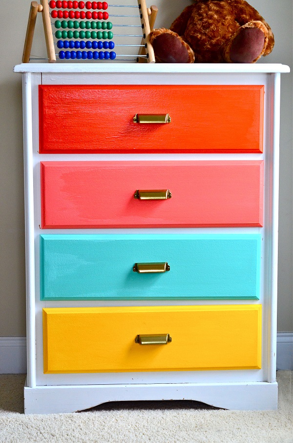 Neon rainbow dresser drawers