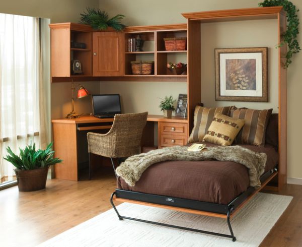 Простая и стильная кровать Мерфи Идея для умных домашнего офиса
