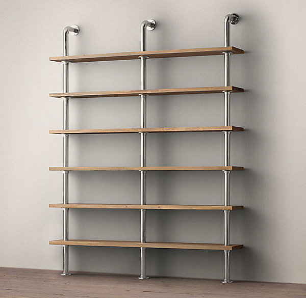 Wall shelving system with industrial style