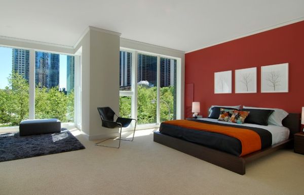 Contemporary bedroom with ample natural ventilation
