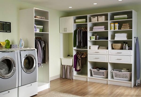 Laundry room with plenty of shelf space 33 Laundry Room Shelving And 