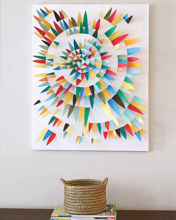 Paper scrap 3d wall art idea