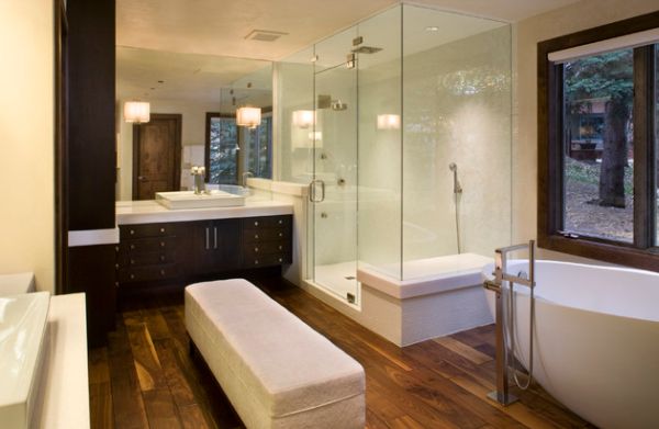 An ottoman adds more luxury and comfort to your bathroom with steam shower