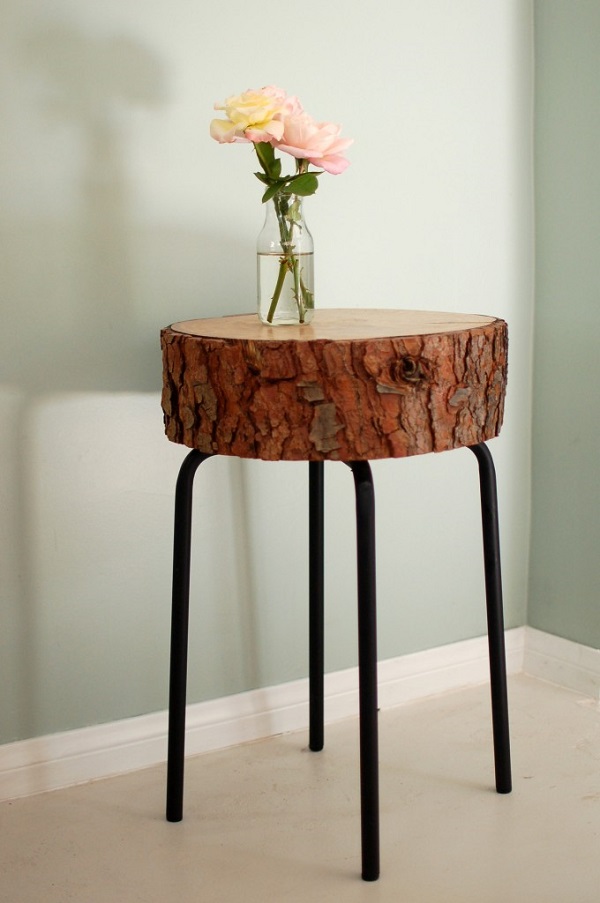 Cross section side table DIY DIY Wood Cross Section Decor Ideas