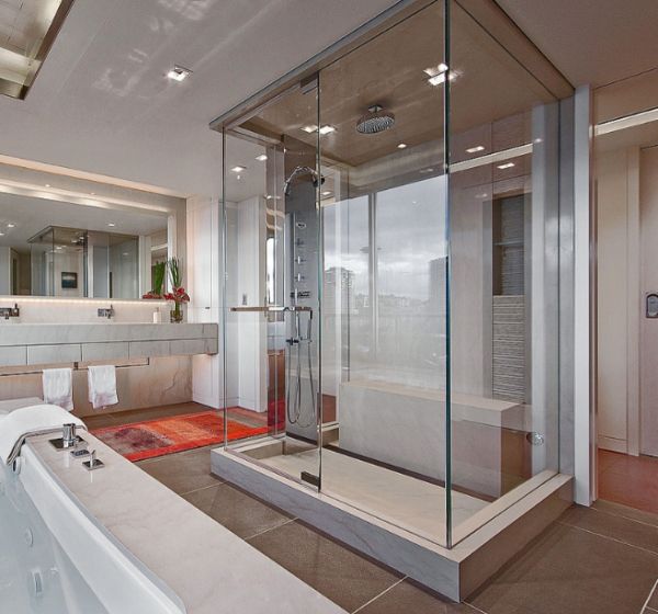 Steam shower enclosure seems like a room within a room