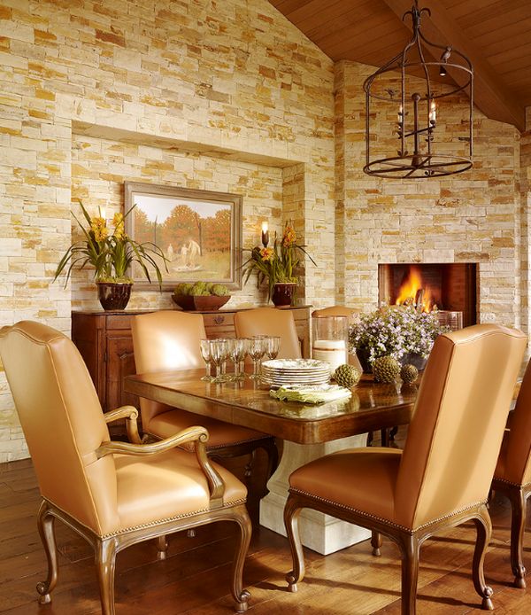 Creatice Stone Wall In Dining Room for Living room