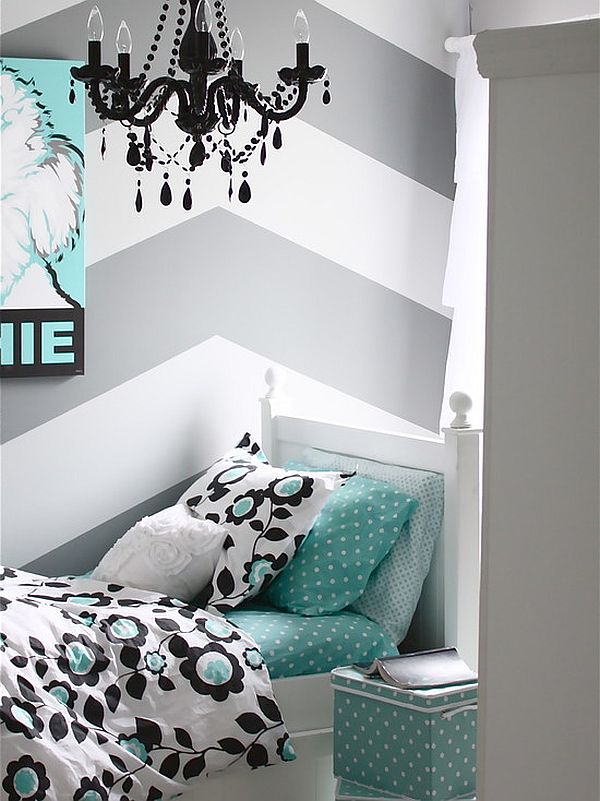 Gray And Turquoise Teen Bedroom by The Yellow Cape Cod