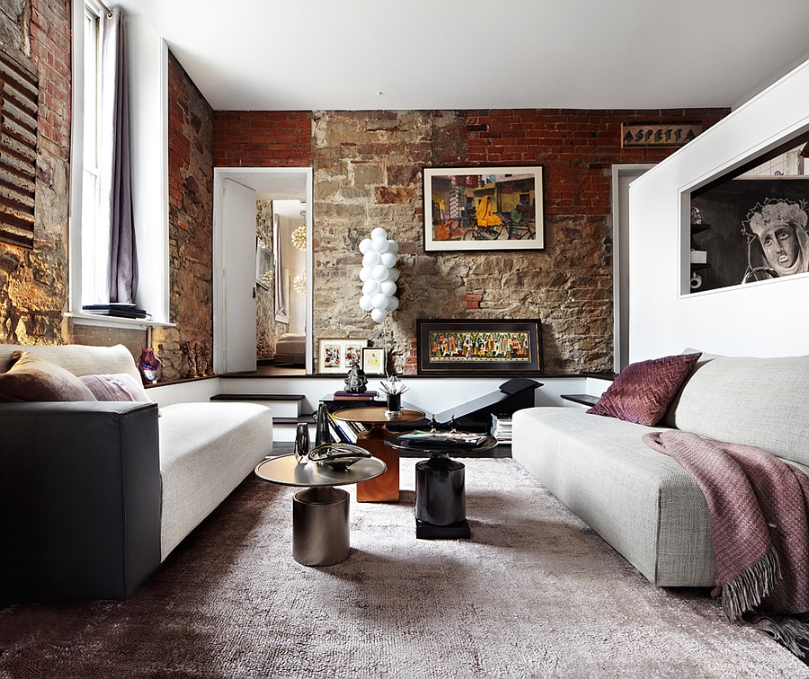 Eclectic Living Toronto View in gallery Exposed brick wall in the living room gives an eclectic look Eclectic Loft In Toronto Blends