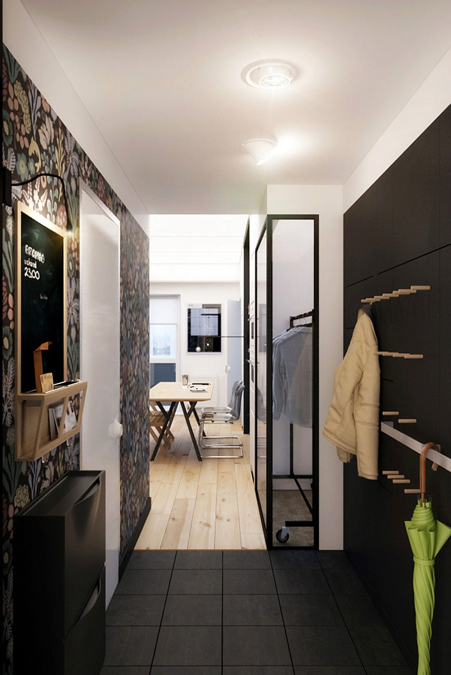 Tiny Apartment In Black And White Charms With Space-Saving Design