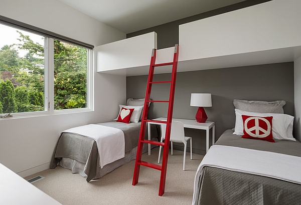 Loft Beds With Desks Beneath Decorations Tree