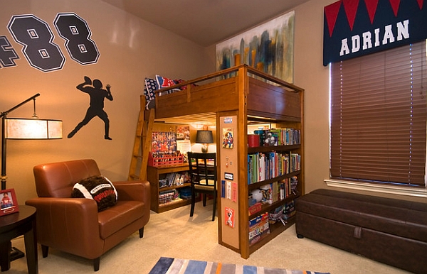 Loft Beds With Desks Beneath Decorations Tree