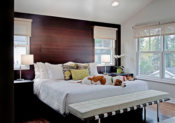 Solid rosewood paneling for the bedroom accent wall