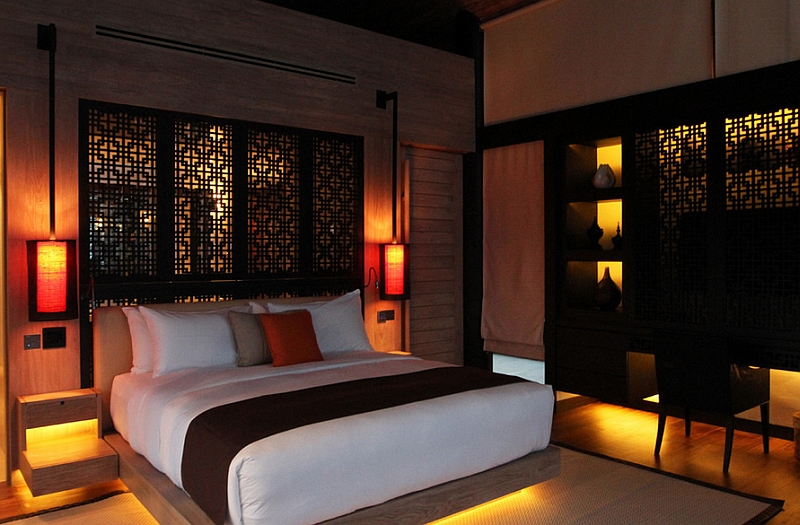 Sculptural lighting idea for the Japanese bedroom