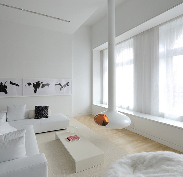 The Fireorb in white is a perfect fit in minimal homes!