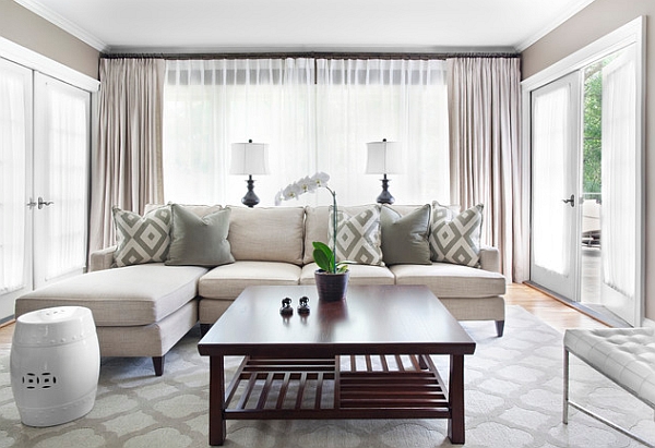 Understated patterns add personality to the minimal living room