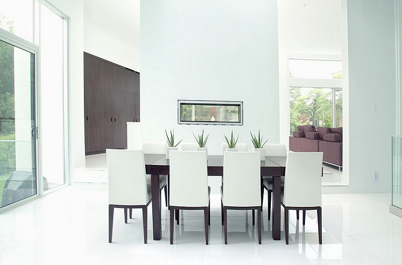 white minimalist dining room