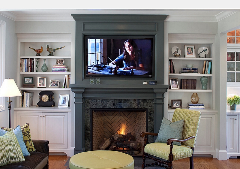 Giving the fireplace Mantel and the TV backdrop a uniform look