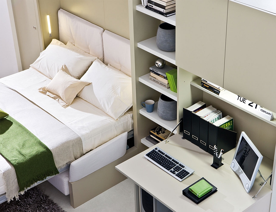 작은 아파트에 대한 완벽한 머피 침대, 소파와 책상 단위