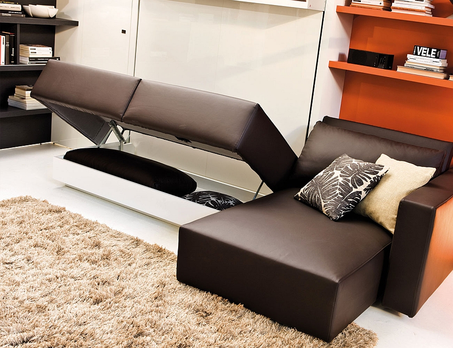Space Conscious Murphy Bed And Couch System Perfect For The Modern Bachelor Pad 