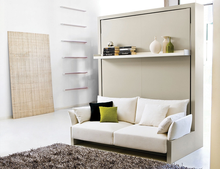 transformable murphy bed over sofa