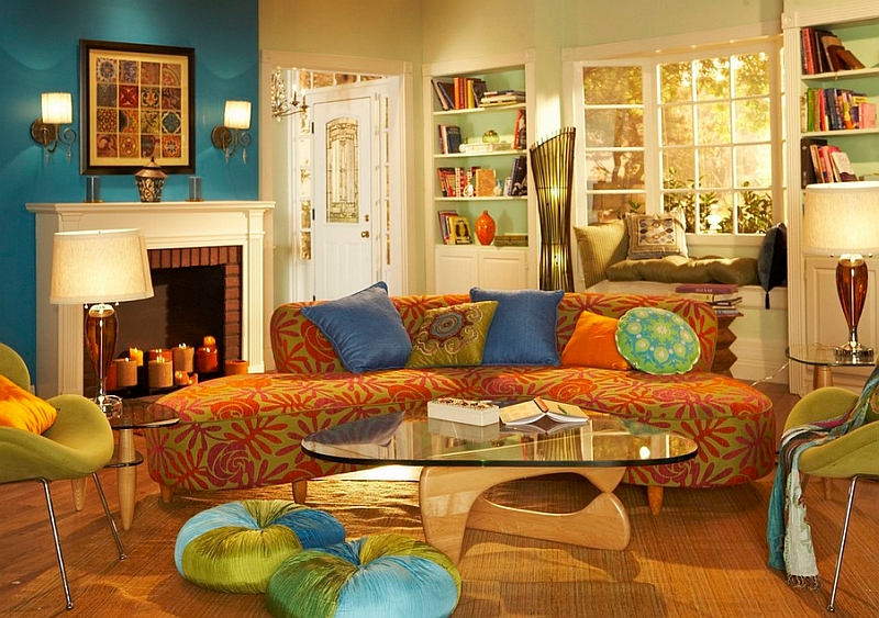 yellow boho living room