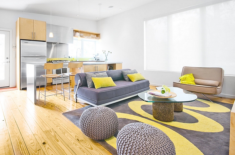 Black White Grey And Yellow Living Room