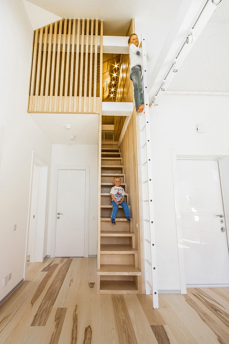 Small loft apartment turned into a trendy home, space saving ideas