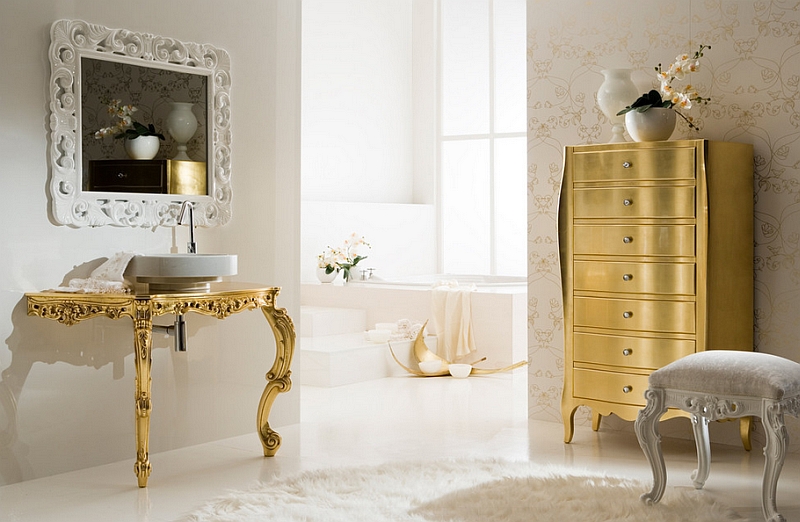Modern baroque bathroom with a touch of gold