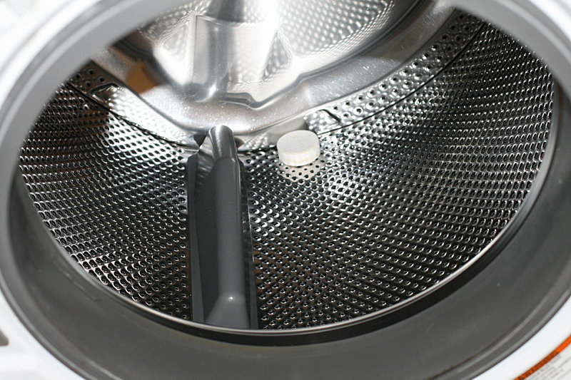An affresh tablet in a washing machine