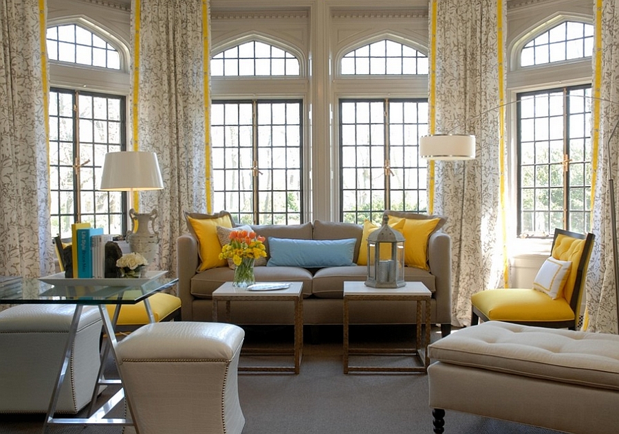 greige and yellow living room