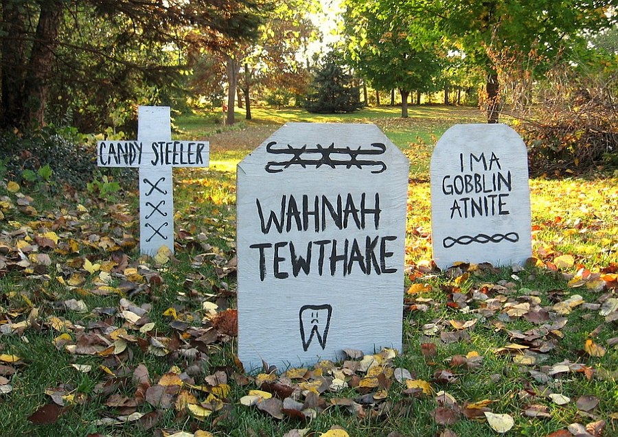 DIY Gravestones Idea for Halloween [From: Erin Lang Norris]