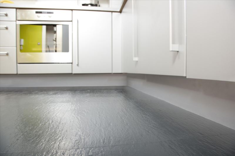 Grey Rubber Flooring In The Kitchen 