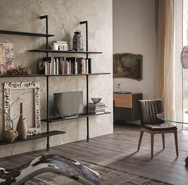 Sleek Modular wallor ceilinghanging bookcase from Cattelan Italia