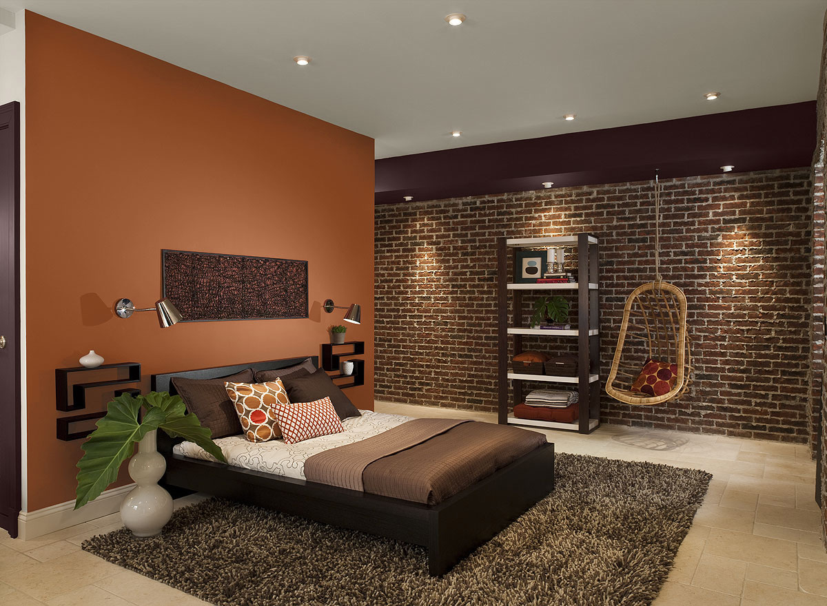 Orange and Brown Bedroom