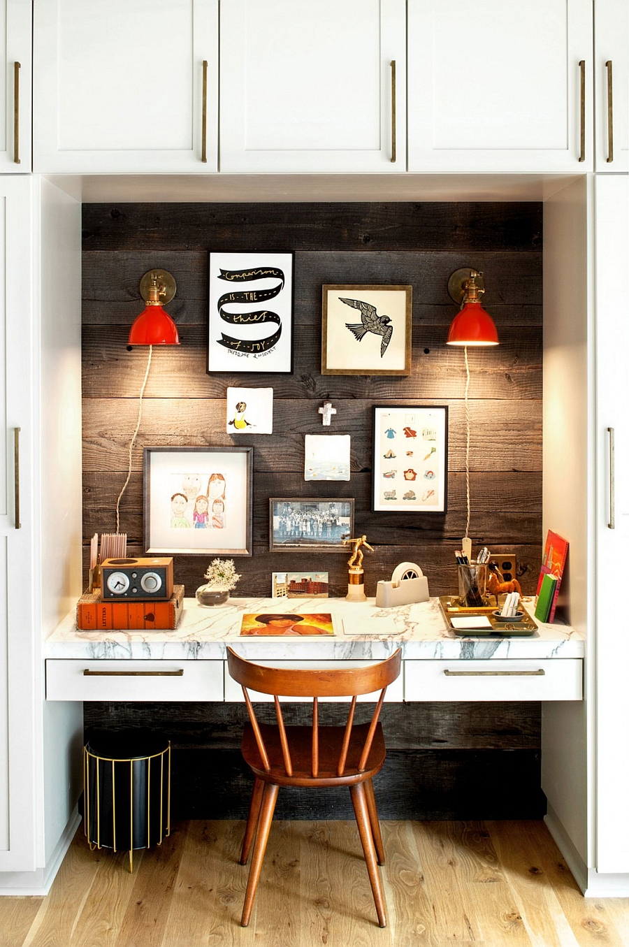 Simple and elegant home office aclove in the family room